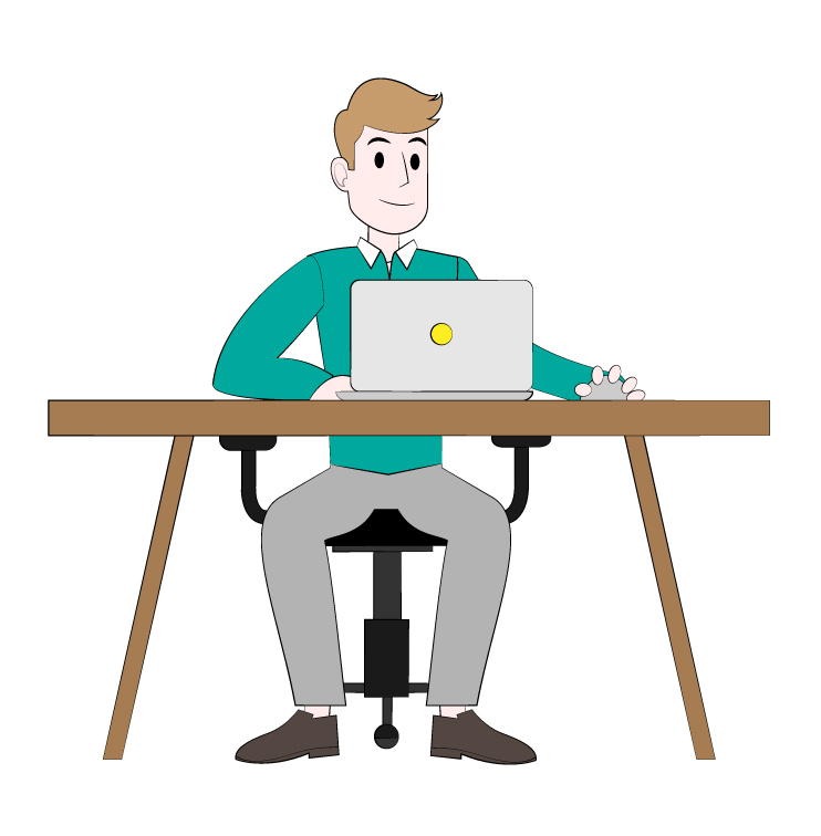 Drawing of a person accessing the computer