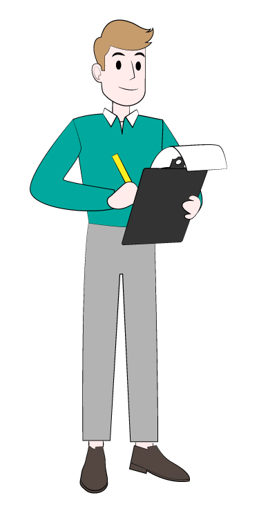 Drawing of a person writing down information